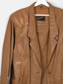 Women's Tan Leather Suit Jacket M