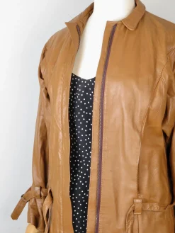 Women's Tan Vintage Leather Bomber Jacket S