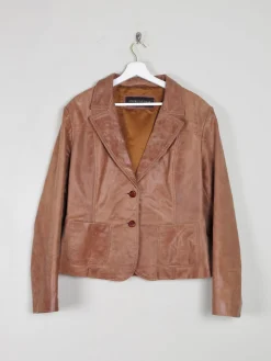 Women's Tan/Brown Vintage Leather Jacket L