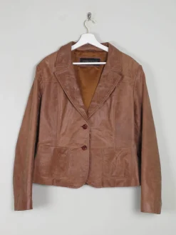Women's Tan/Brown Vintage Leather Jacket L