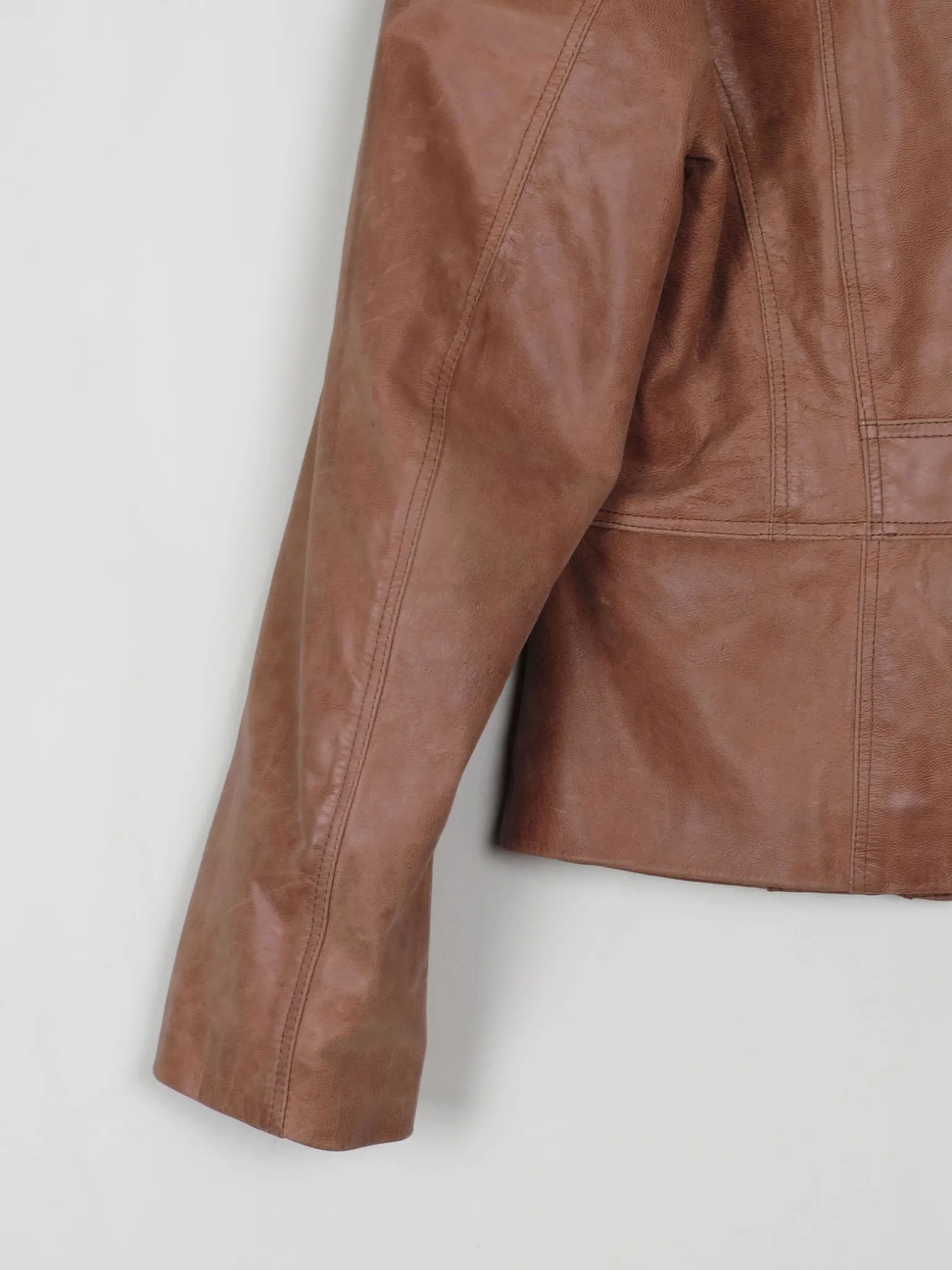 Women's Tan/Brown Vintage Leather Jacket L