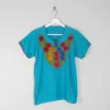 Women's Turquoise Embroidered Vintage Top S/M