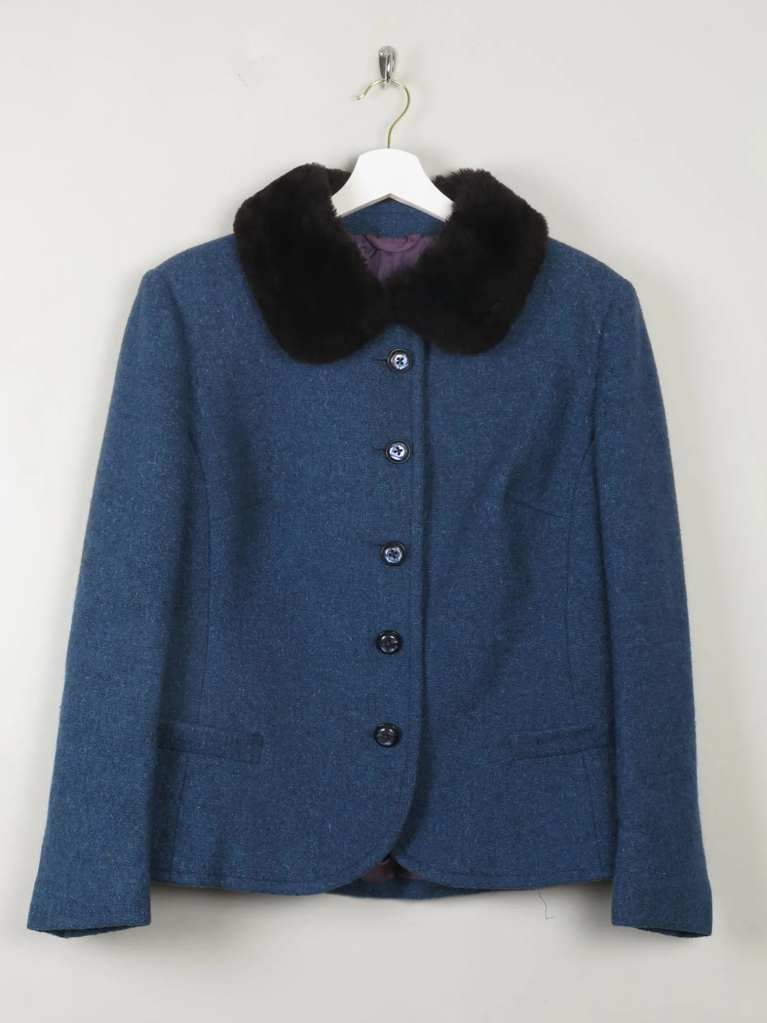 Women's Tweed Vintage Jacket With Trim L