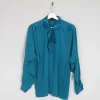 Women's Vintage Aqua Green Blouse With Bow Detail XS/S