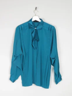 Women's Vintage Aqua Green Blouse With Bow Detail XS/S
