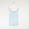 Women's Vintage Baby Blue 90s Crochet & Sequin Top S/M
