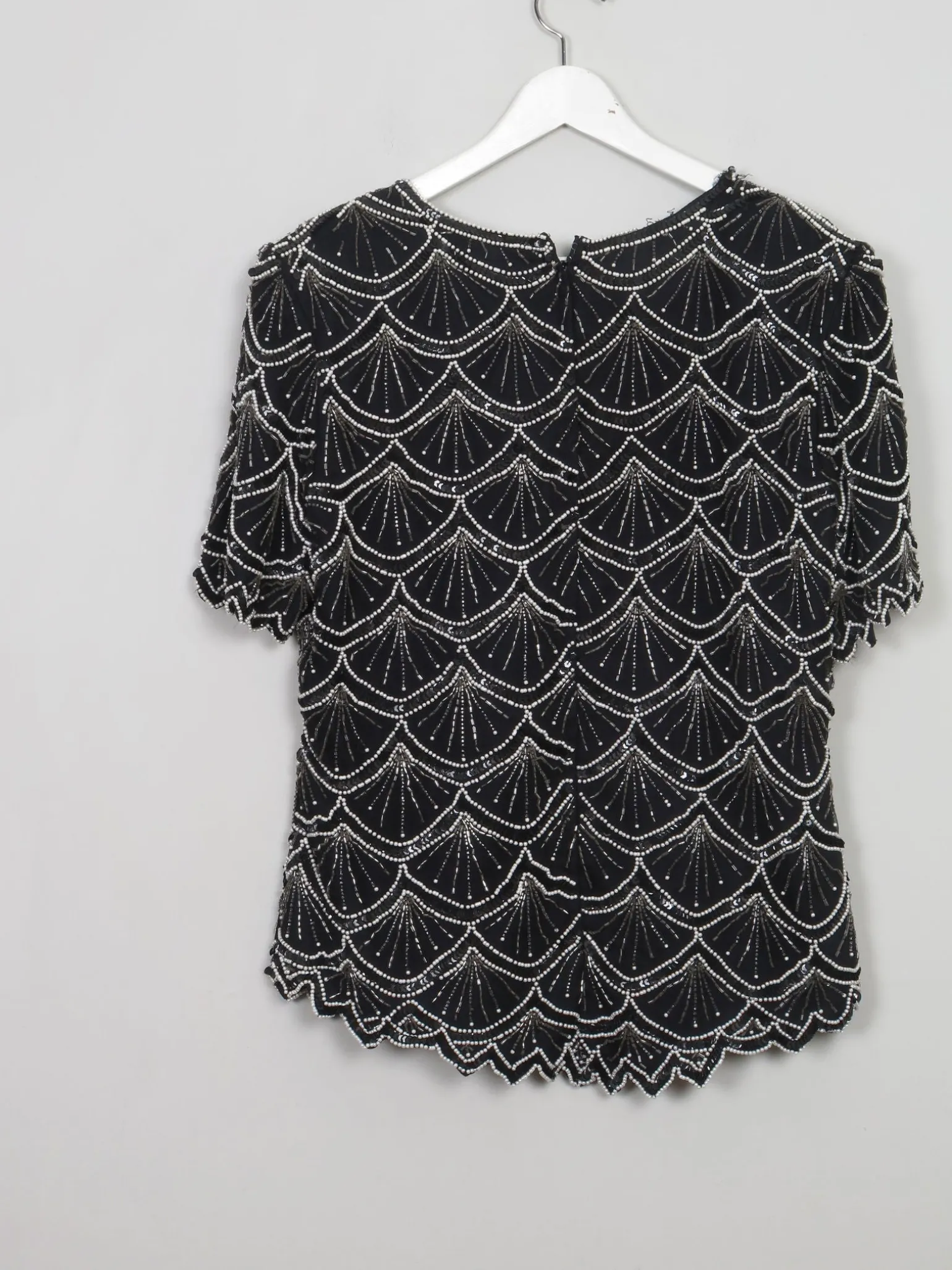 Women's Vintage Beaded Black & White Beaded Top M