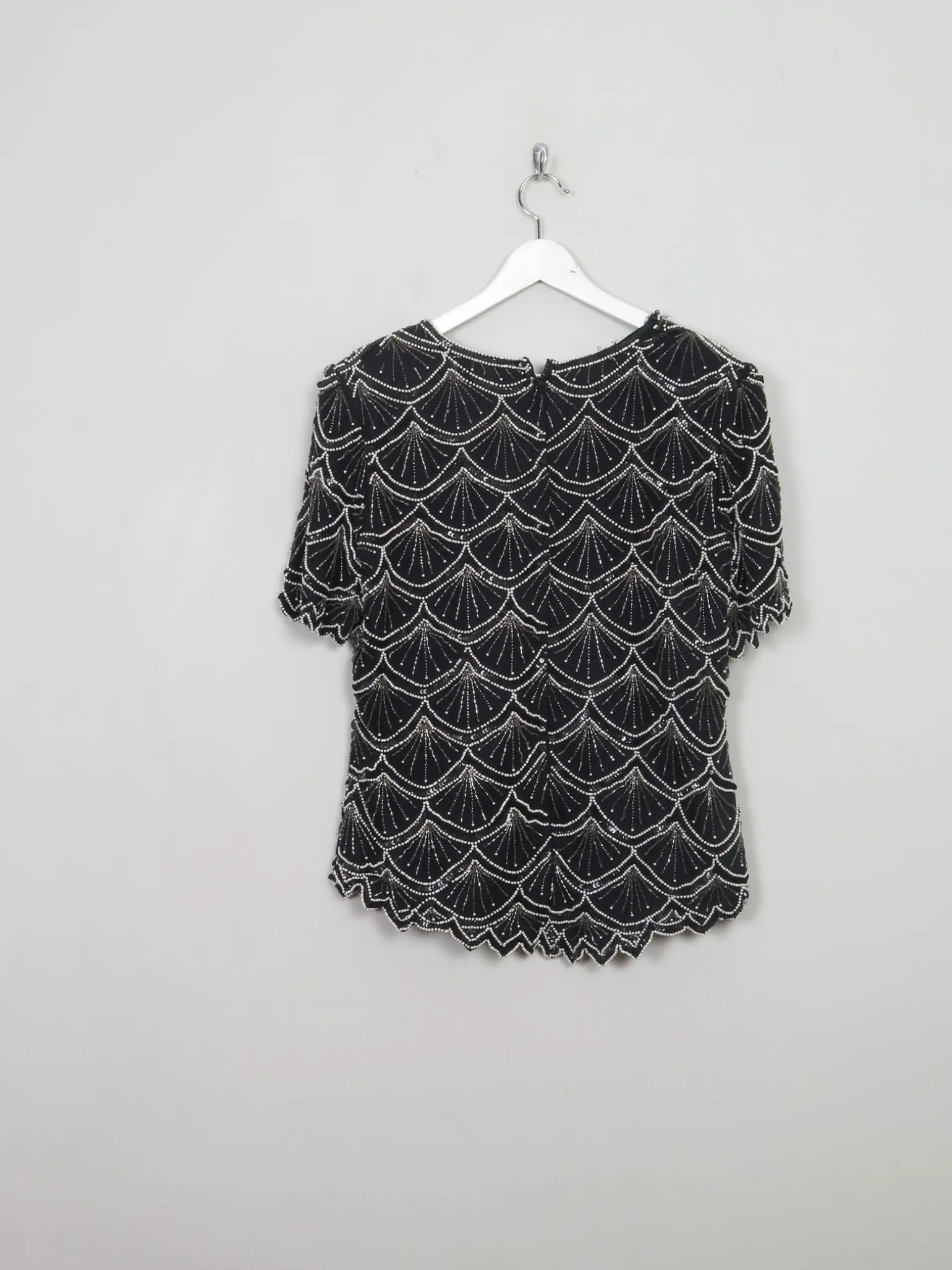 Women's Vintage Beaded Black & White Beaded Top M