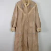 Women's Vintage Beige Sheepskin Embroidered Coat M/L