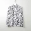 Women's Vintage Black & White Animal Print Blouse 1980s M