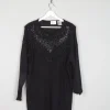 Women's Vintage Black Beaded Longline Jumper M/L