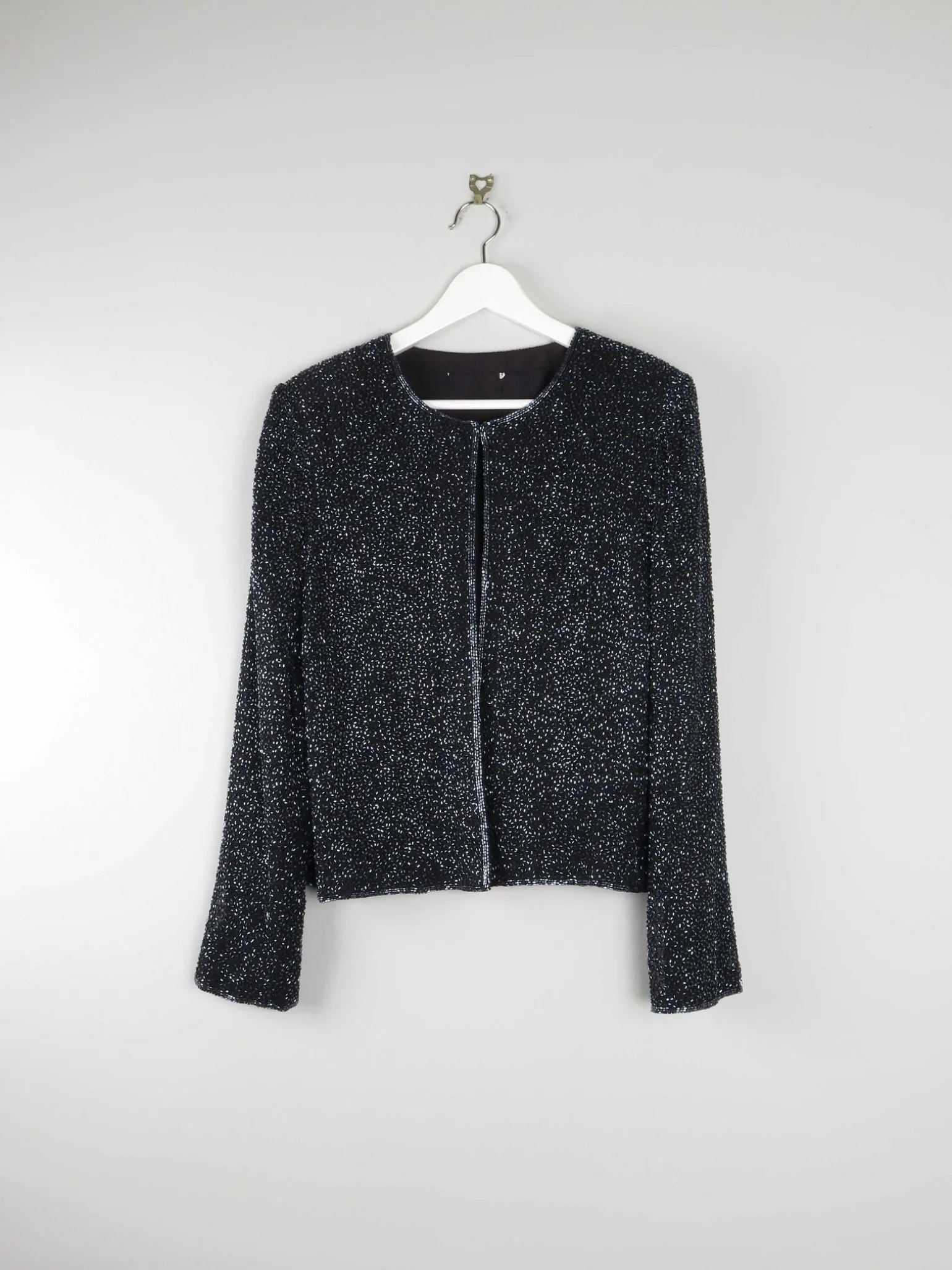 Women’s Vintage Black Beaded Cropped Jacket 10/12