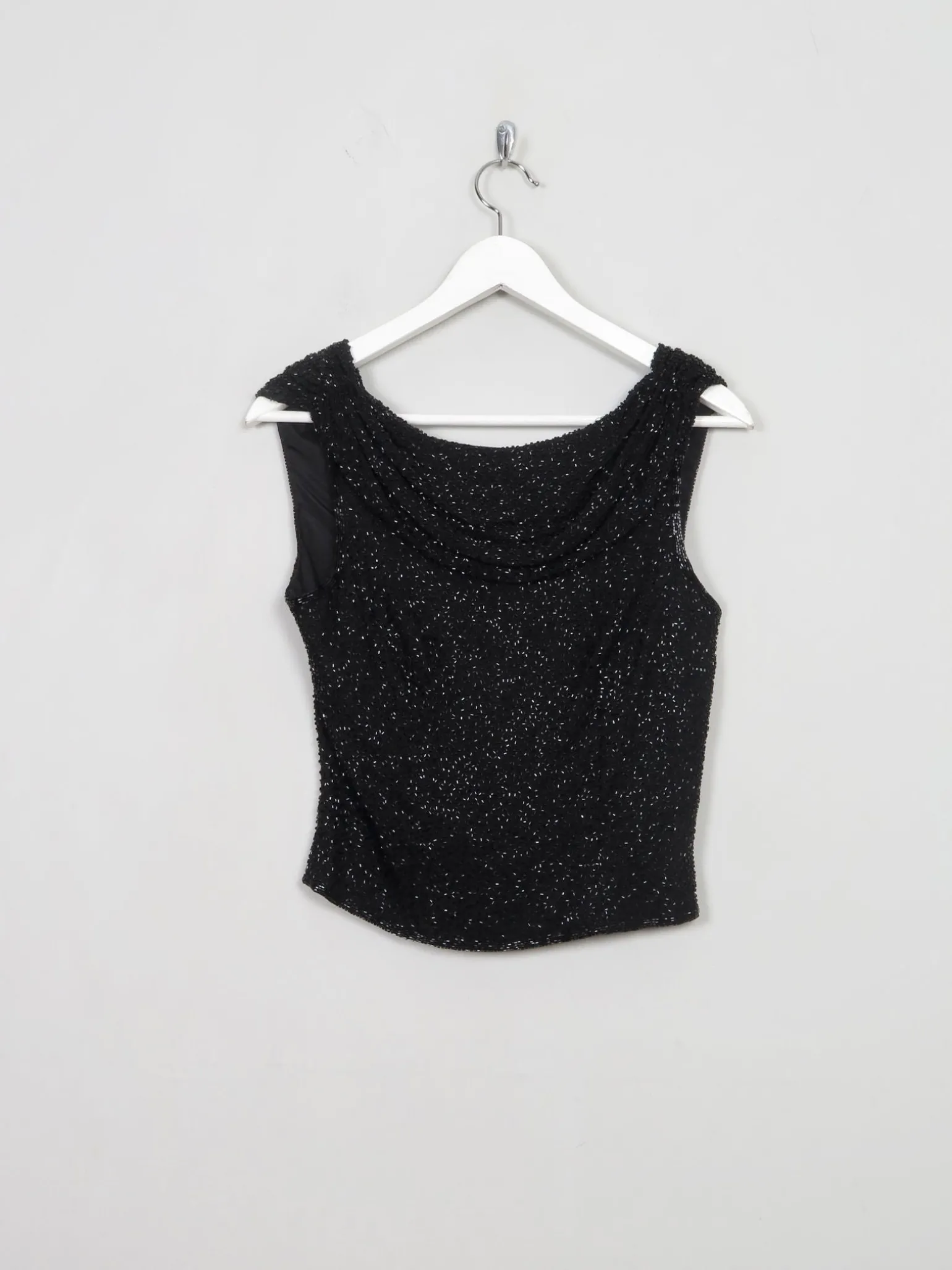 Women's Vintage Black Beaded Top XXS