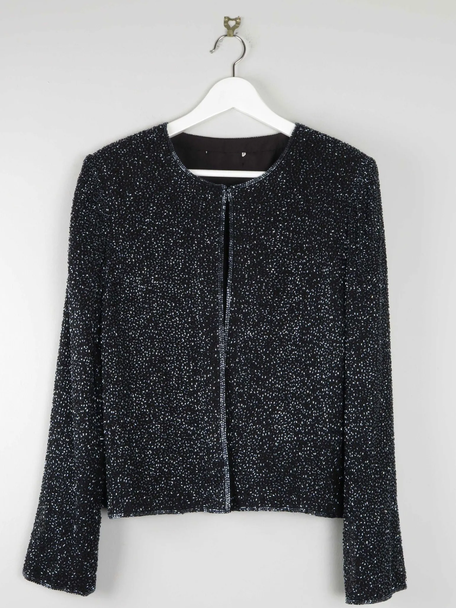 Women’s Vintage Black Beaded Cropped Jacket 10/12