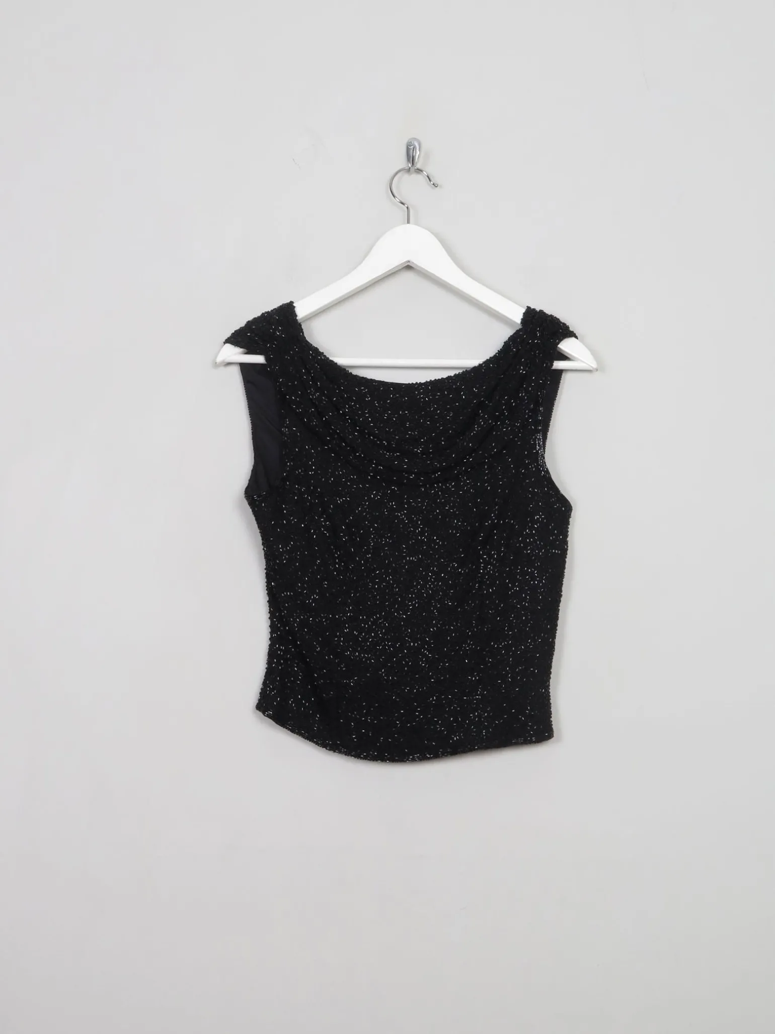Women's Vintage Black Beaded Top XXS