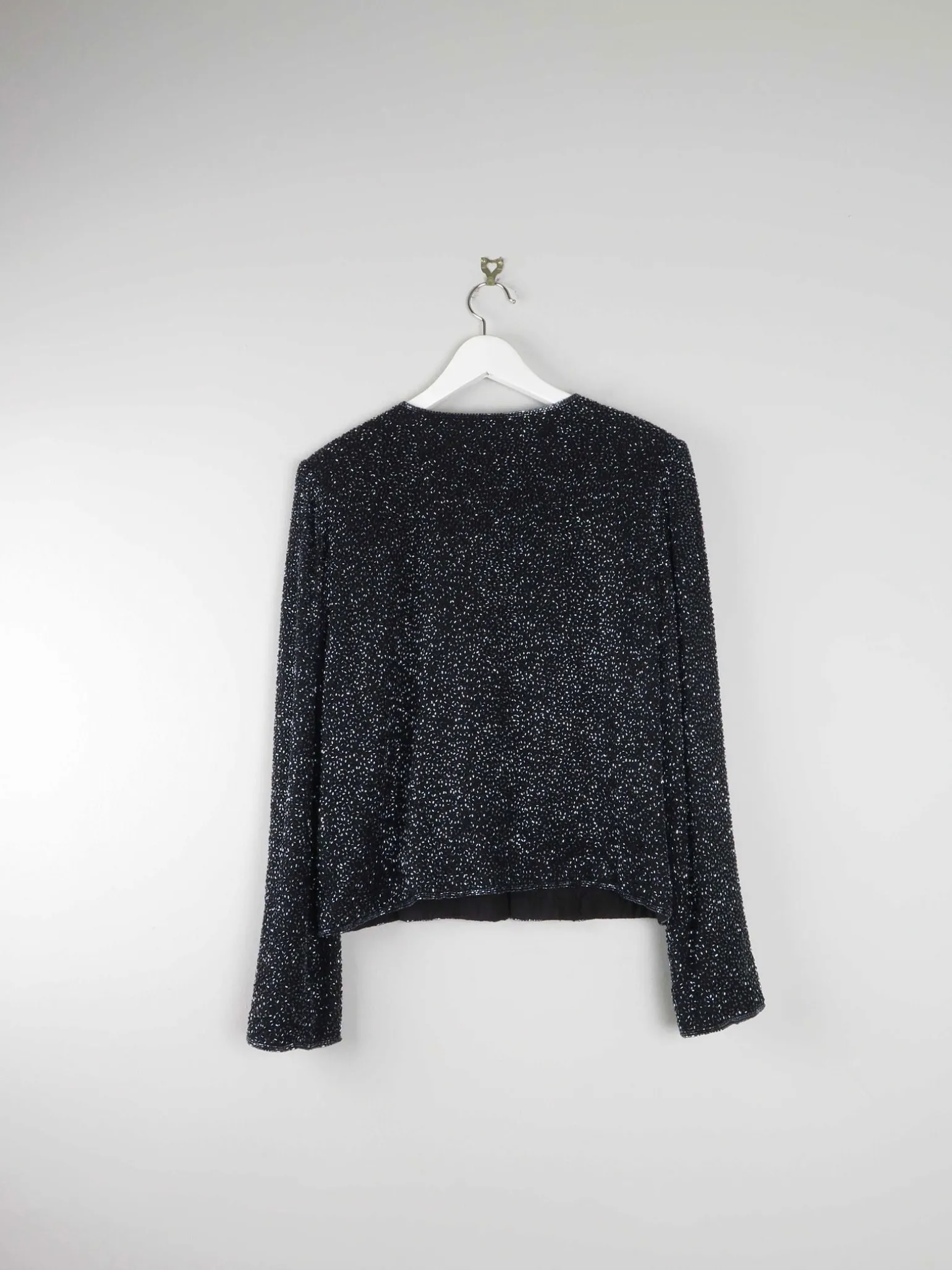 Women’s Vintage Black Beaded Cropped Jacket 10/12