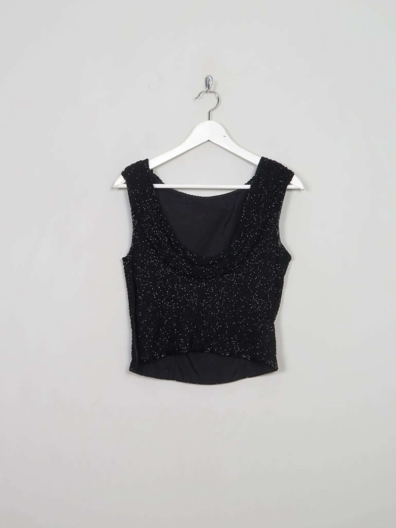 Women's Vintage Black Beaded Top XXS