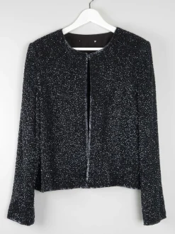 Women’s Vintage Black Beaded Cropped Jacket 10/12