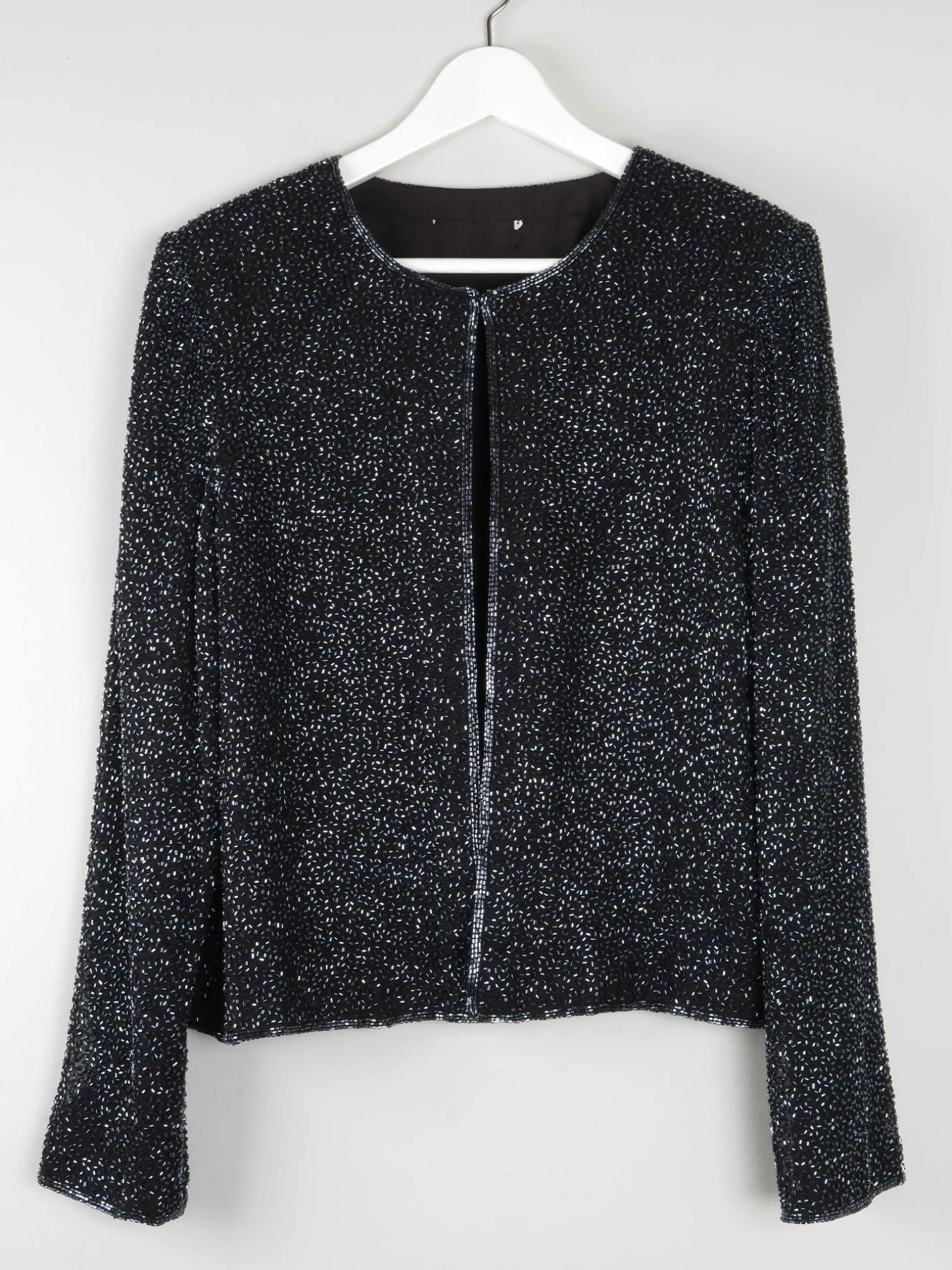 Women’s Vintage Black Beaded Cropped Jacket 10/12