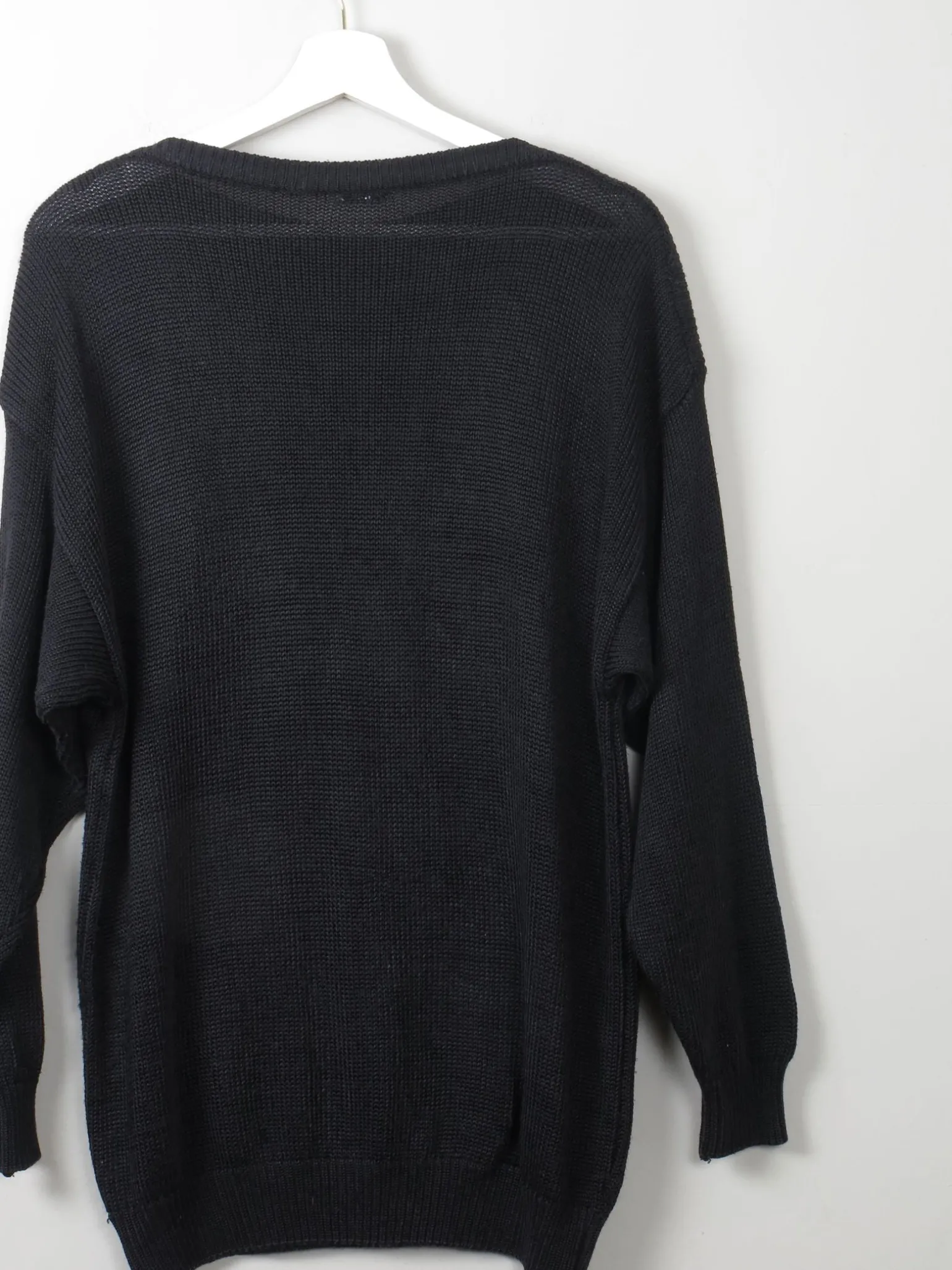 Women's Vintage Black Cotton 80s Jumper M/L