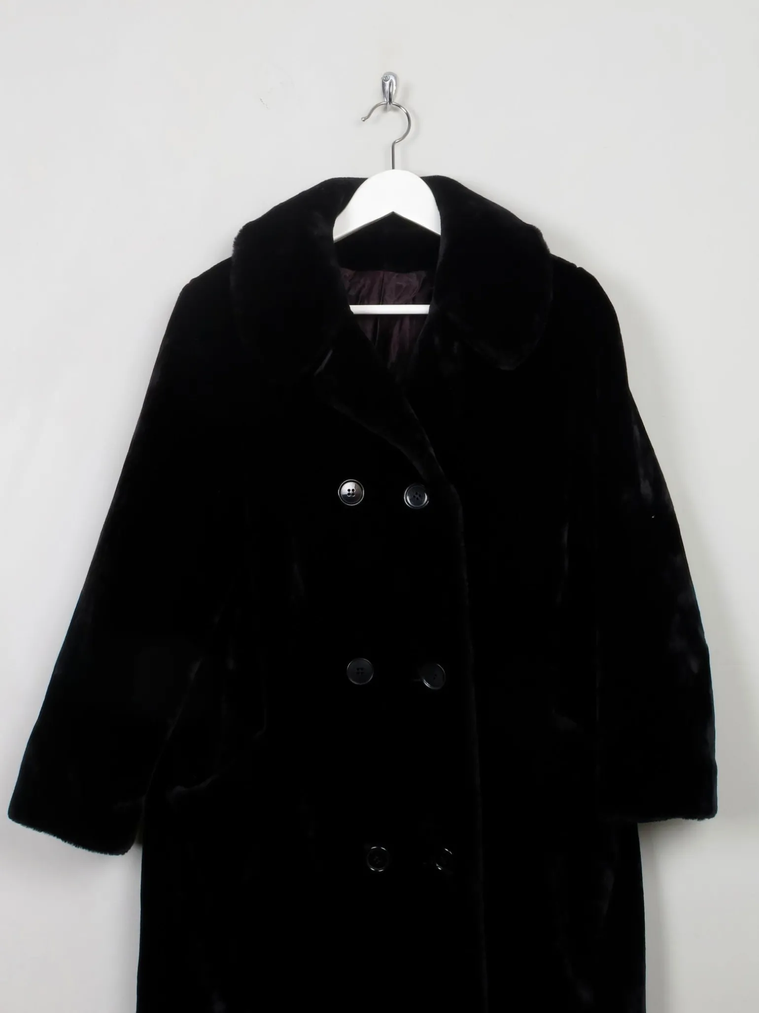 Women’s Vintage Black Faux Fur Coat M