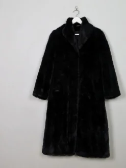 Women's Vintage Black Faux Fur Coat S/M