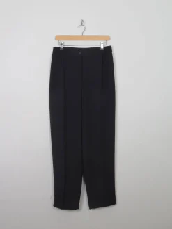 Women's Vintage Black High Waisted Pleat Trousers 14