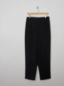 Women's Vintage Black High Waisted Pleat Trousers 14