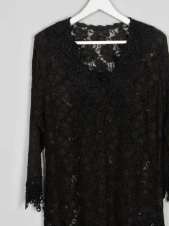 Women’s Vintage Black Lace Jacket/Top M