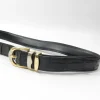 Women's Vintage Black Leather Belt With Texture S