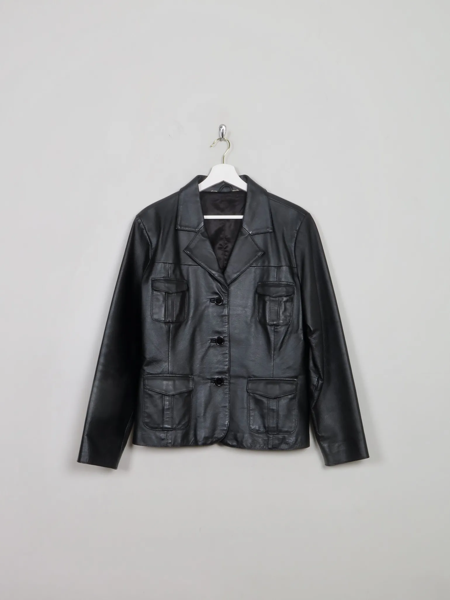 Women's Vintage Black Leather Jacket M
