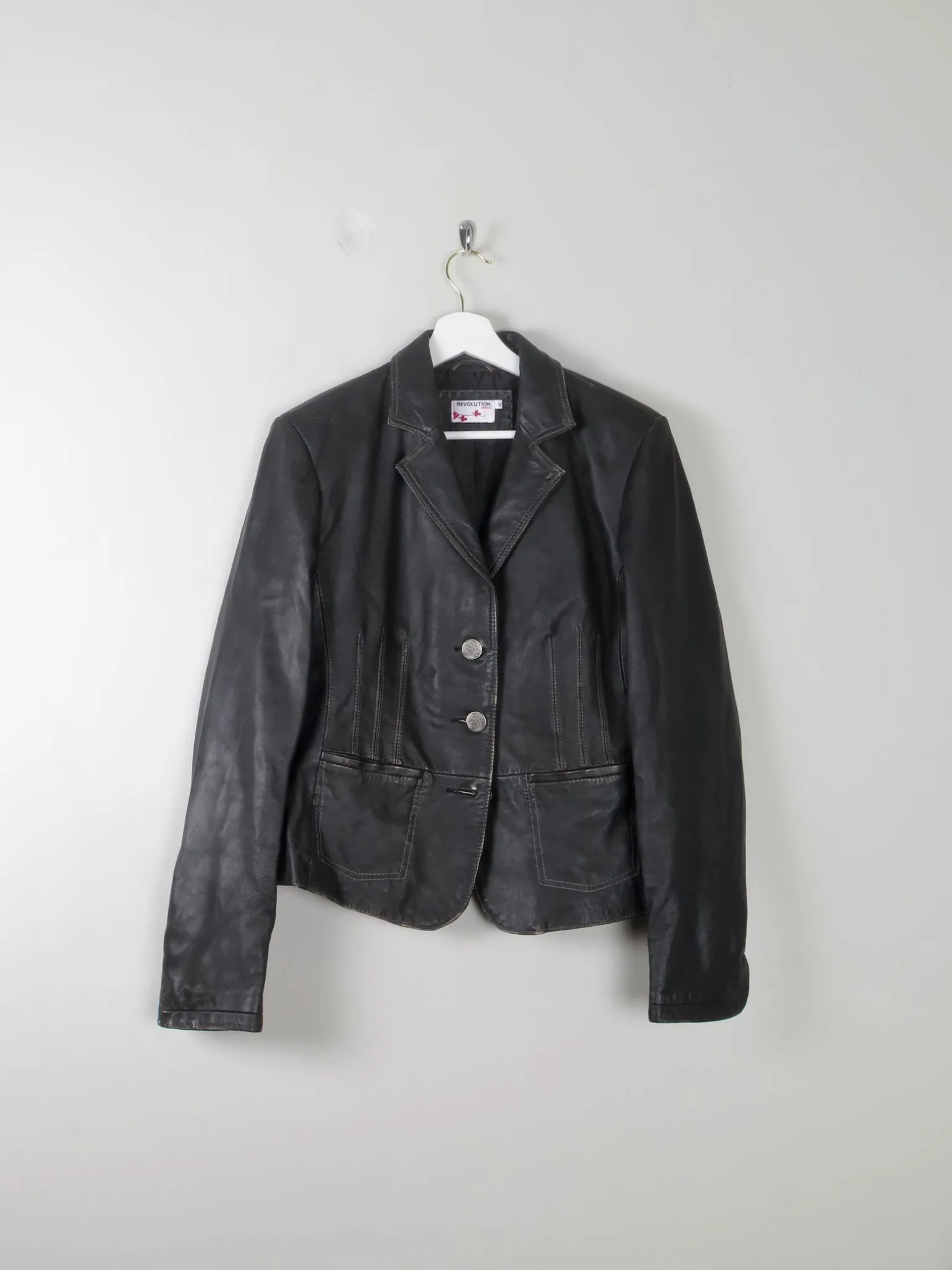 Women's Vintage Black Leather Jacket M