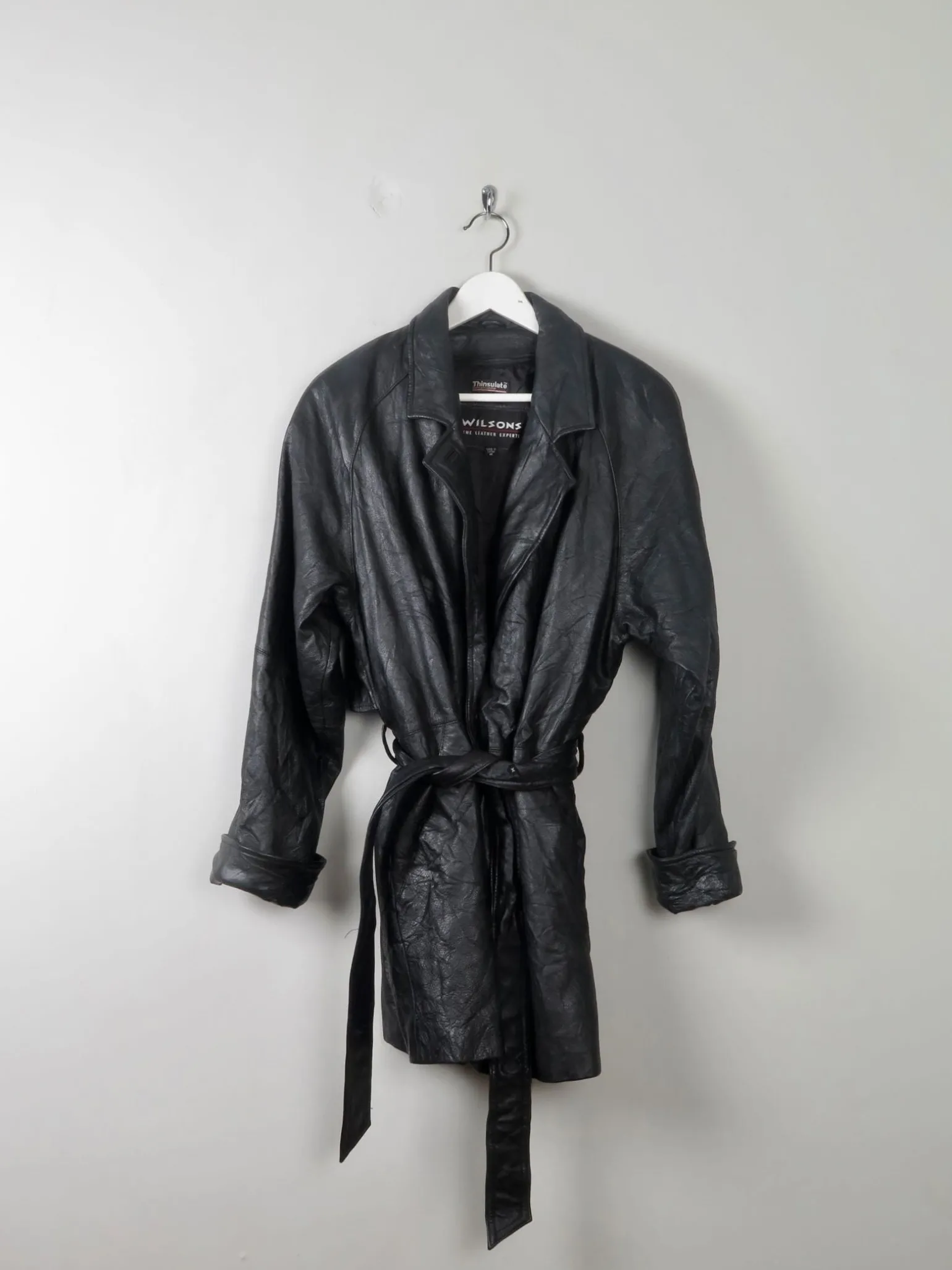Women's Vintage Black Leather Short Coat M