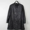 Women's Vintage Black Leather Long Jacket M