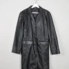 Women's Vintage Black Leather Short Coat M
