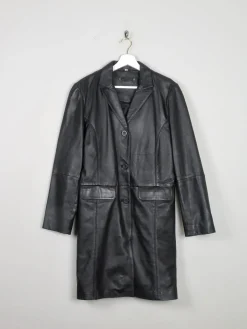 Women's Vintage Black Leather Short Coat M