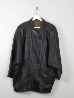 Women's Vintage Black Leather 80s Jacket L