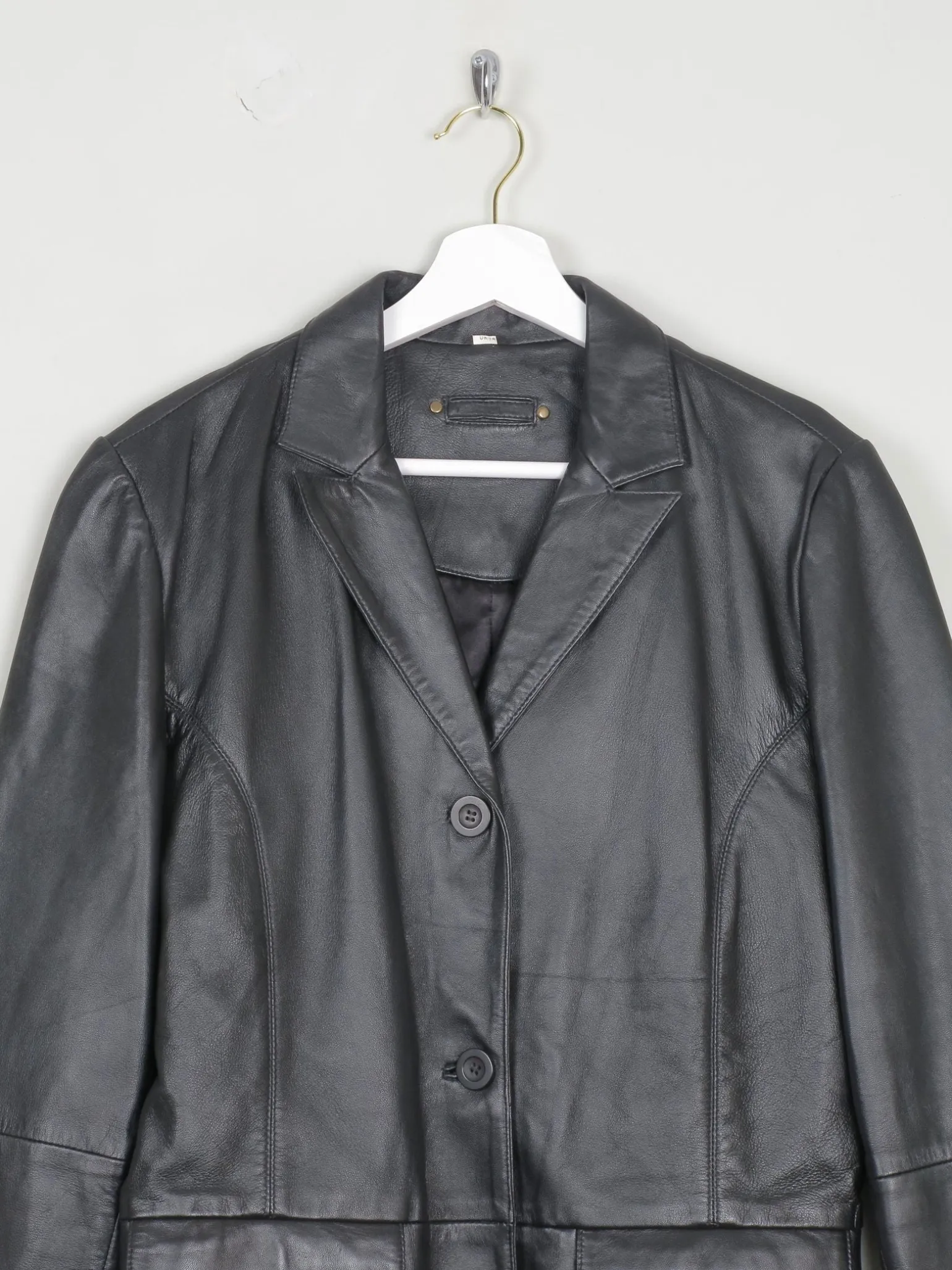 Women's Vintage Black Leather Short Coat M