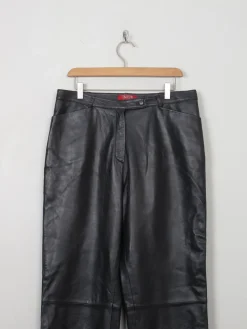 Women's Vintage Black Leather Trousers 33" W 30"L