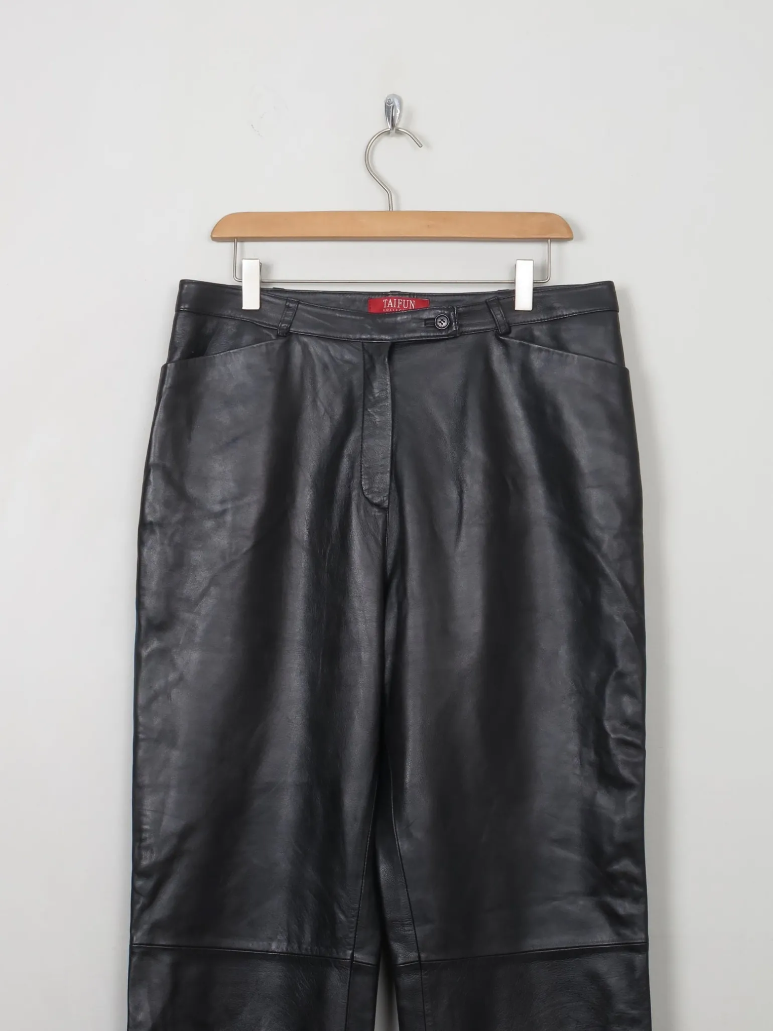Women's Vintage Black Leather Trousers 33" W 30"L