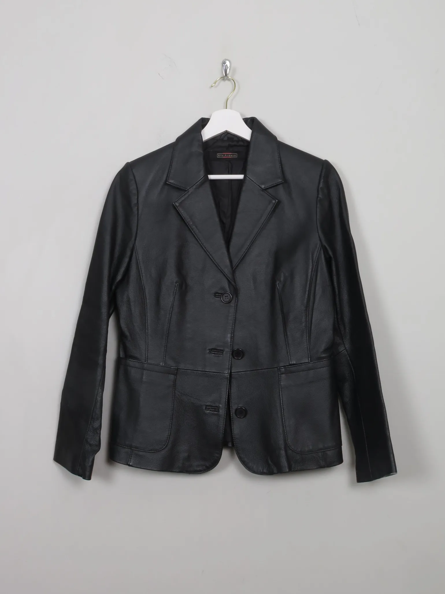 Women's Vintage Black Leather Fitted Jacket S