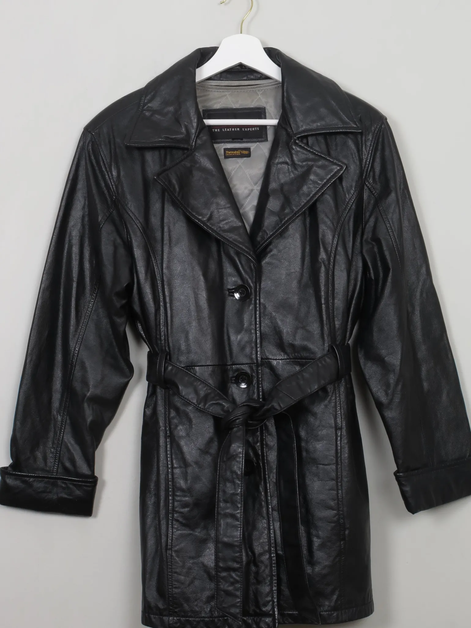 Women's Vintage Black Leather Short Coat S/M