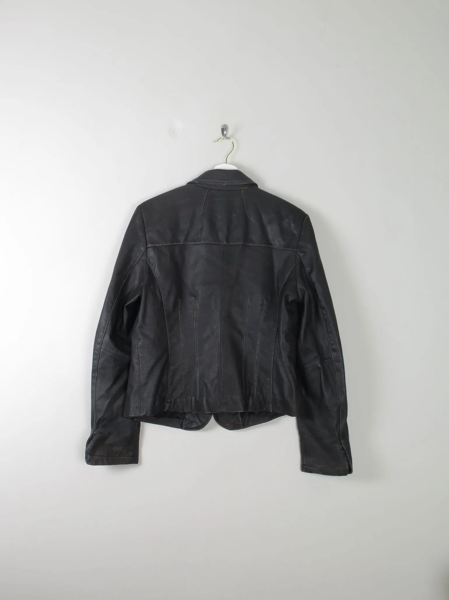 Women's Vintage Black Leather Jacket M