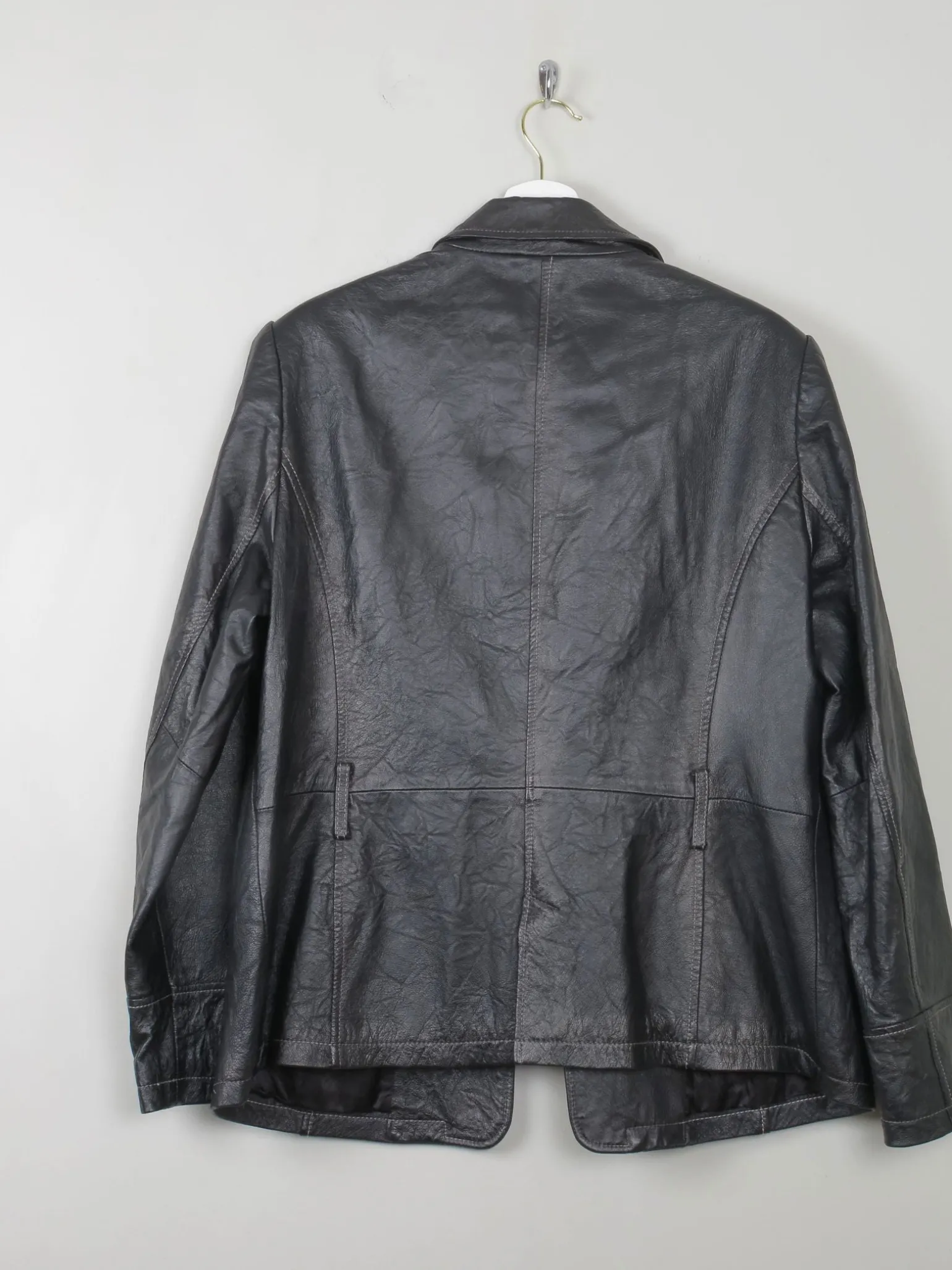 Women's Vintage Black Leather Jacket L/XL