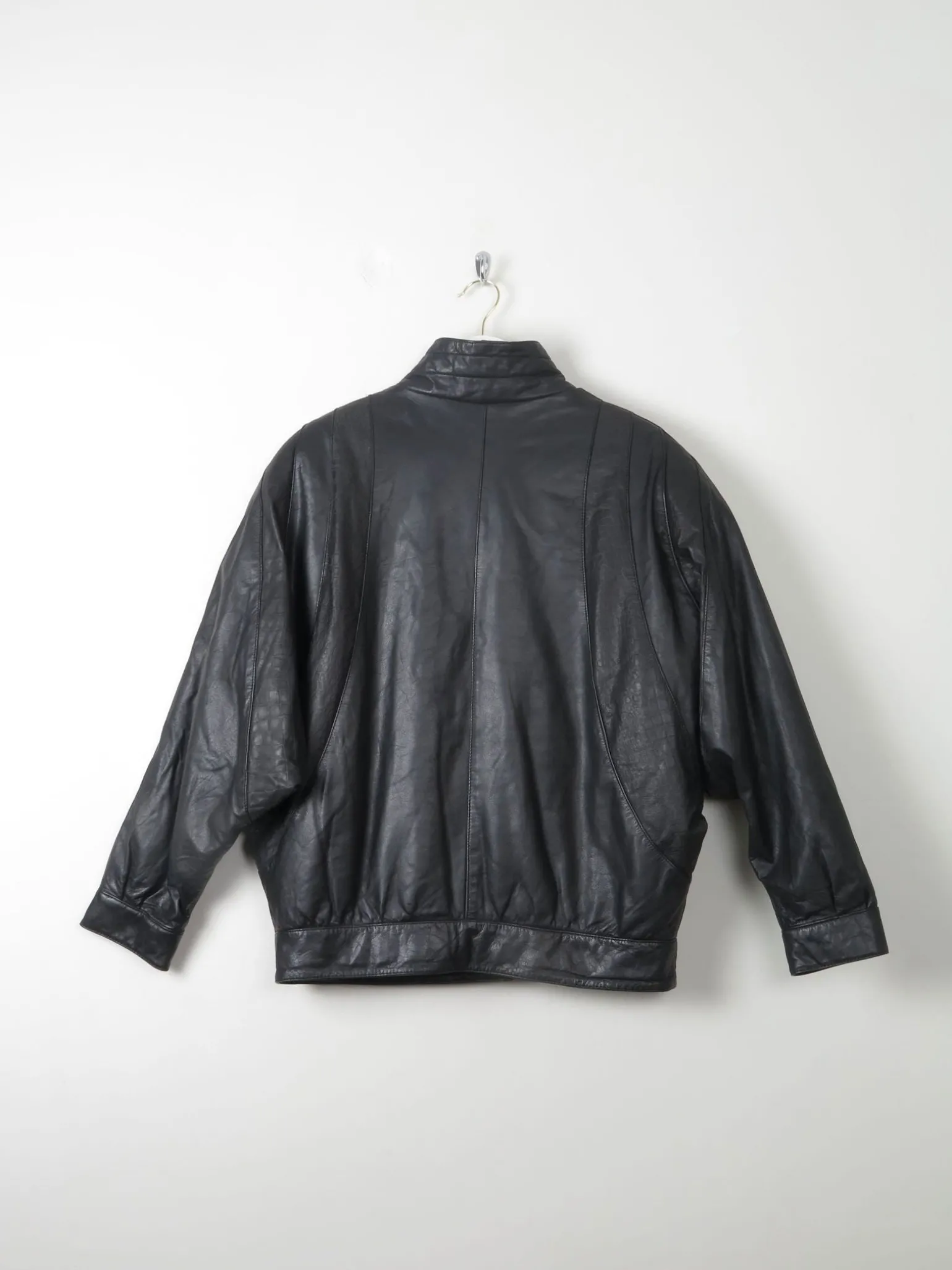 Women's Vintage Black Leather Bomber Style Jacket M