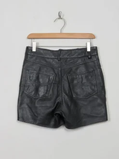 Women's Vintage Black Leather Shorts 29