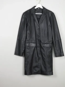 Women's Vintage Black Leather Short Coat M