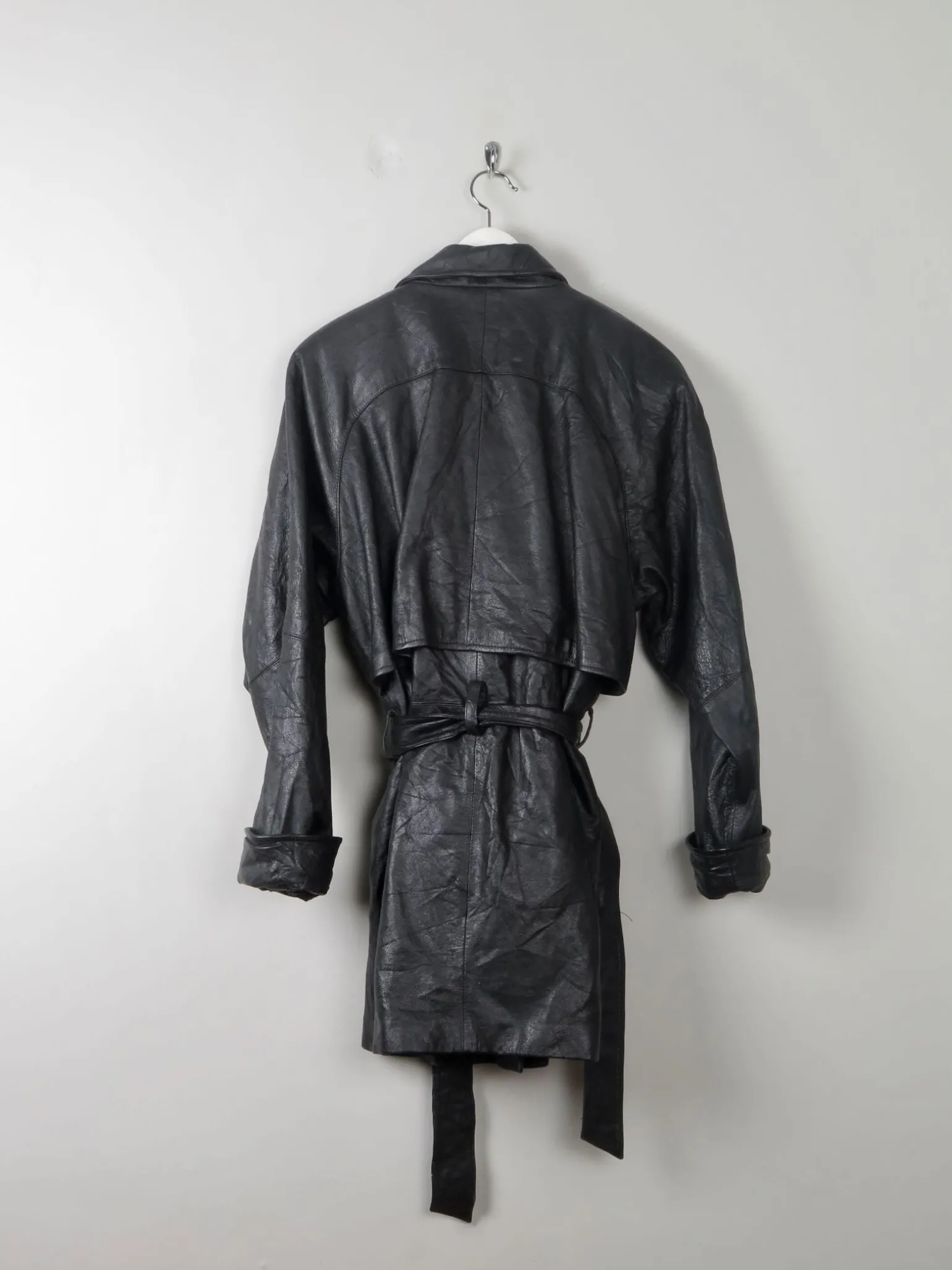 Women's Vintage Black Leather Short Coat M