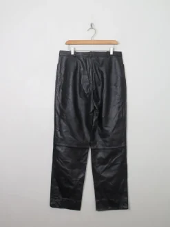 Women's Vintage Black Leather Trousers 33