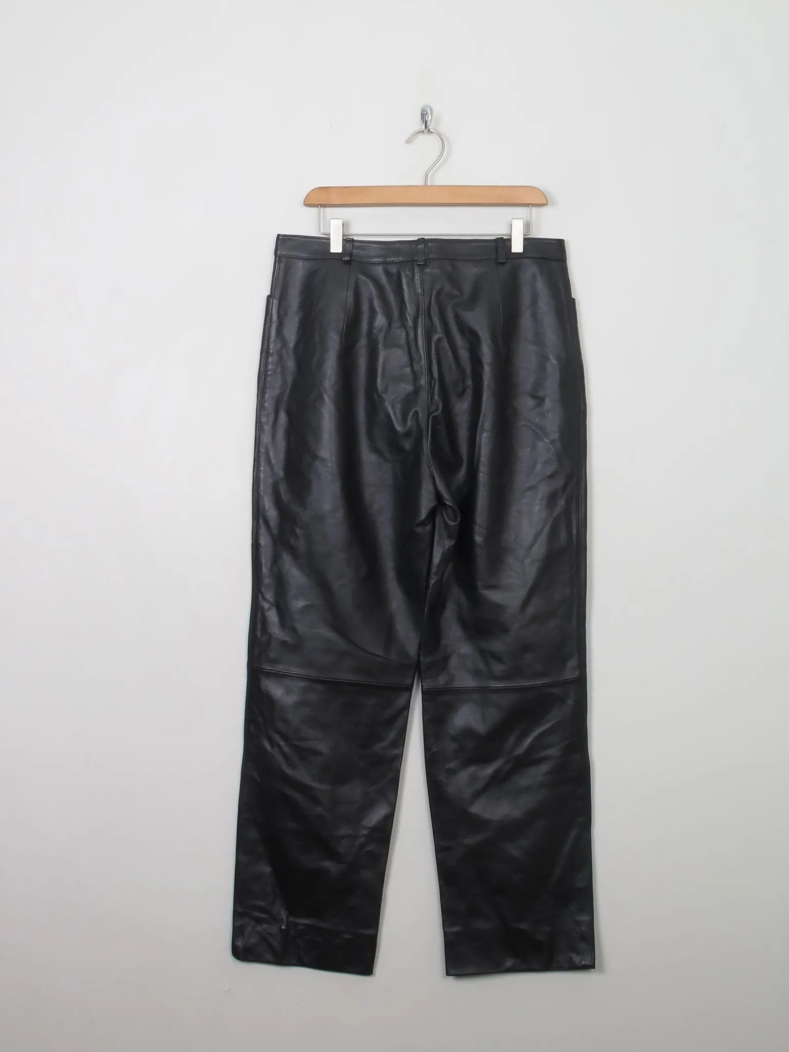 Women's Vintage Black Leather Trousers 33" W 30"L